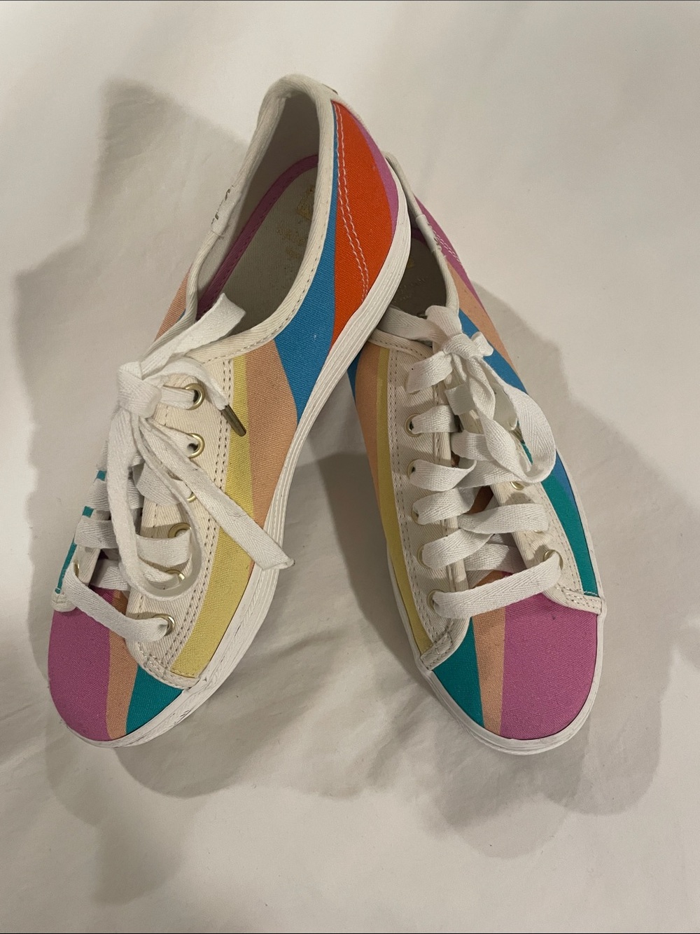 Keds x Kate Spade White Canvas Rainbow Stripe Women's Sneakers